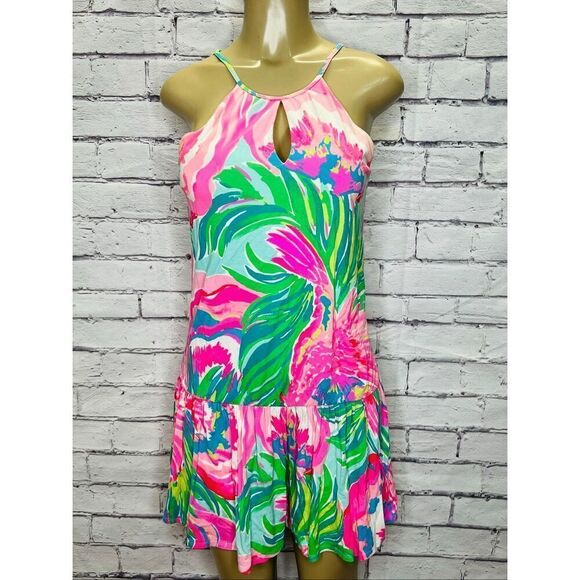 Lilly Pulitzer Dresses & Skirts - Lilly Pulitzer Womens Pink Green Paradise Bound Stretch Isabeau Midi Dress XS